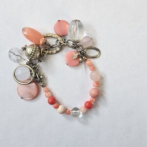 Elegant Pink and Silver Charm Bracelet